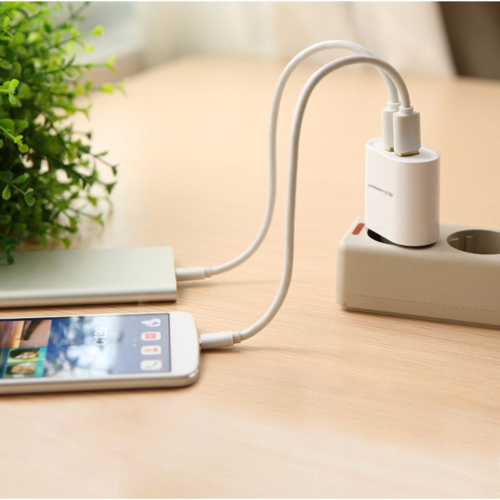 20384 Củ sạc UGREEN 2 cổng USB Wall Charger 3.4A EU (White)